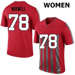 NCAA Ohio State Buckeyes Women's #78 Andrew Norwell Throwback Nike Football College Jersey LGQ3045RC
